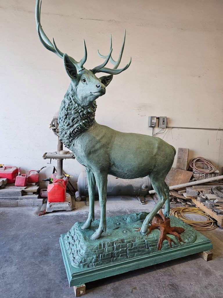 Elk Statue after repair to legs and patina application